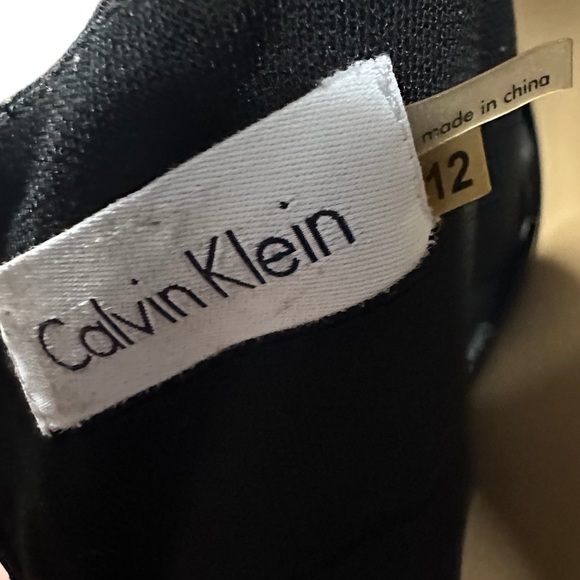 Calvin Klein Black Floor Length Train Criss Cross Back Evening Gown Womens 12 - Picture 10 of 11